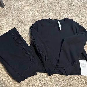 Lululemon braided sleeve pullover and detail HR jogger